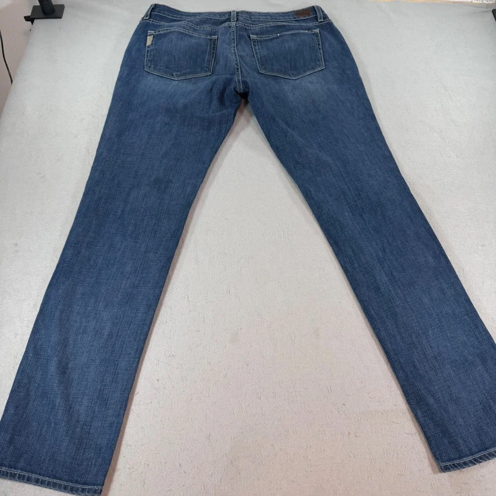 PAIGE‎ Jimmy Jimmy Skinny Distressed Plaid Patch Jeans Womens 30 Blue Denim